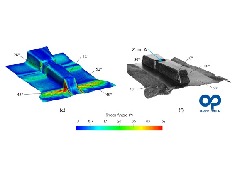 Angles de cisaillement lors d’un thermoformage de préimprégnés thermoplastiques Comparaisons expérience-simulation 