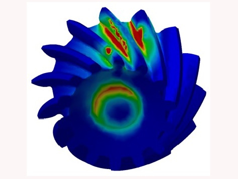 Stress at the root of a spiral bevel gear 