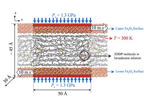 Molecular Dynamics simulation of ZDDP effects on friction in nano-scale lubricated contacts 